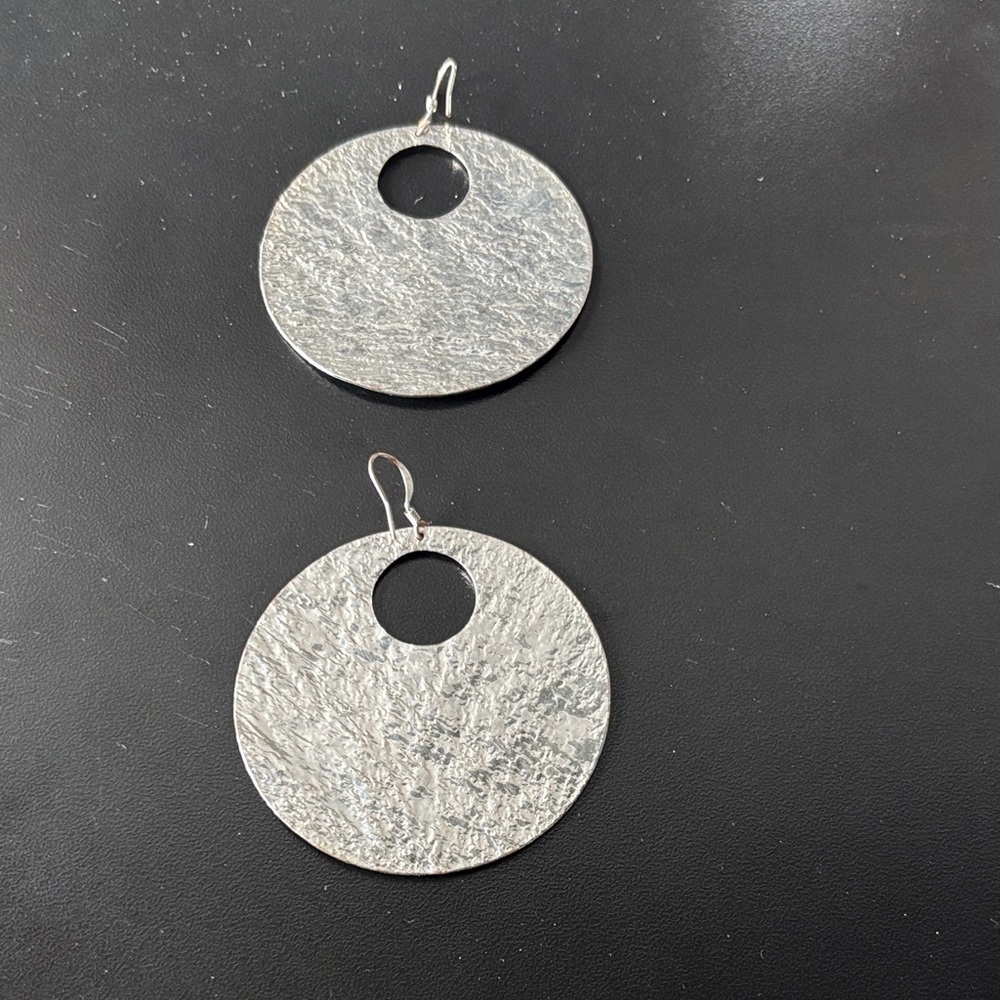 Purchased at Paris Flea Market Vintage Hammered Hoops w Open Circle